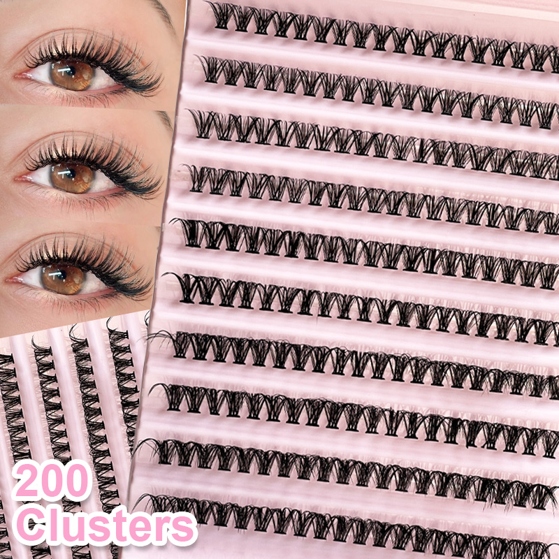 Eyelash Extension For Asian Eyes - Einzelne Wimpern, Wimpernbüschel, 8–16 mm, 200