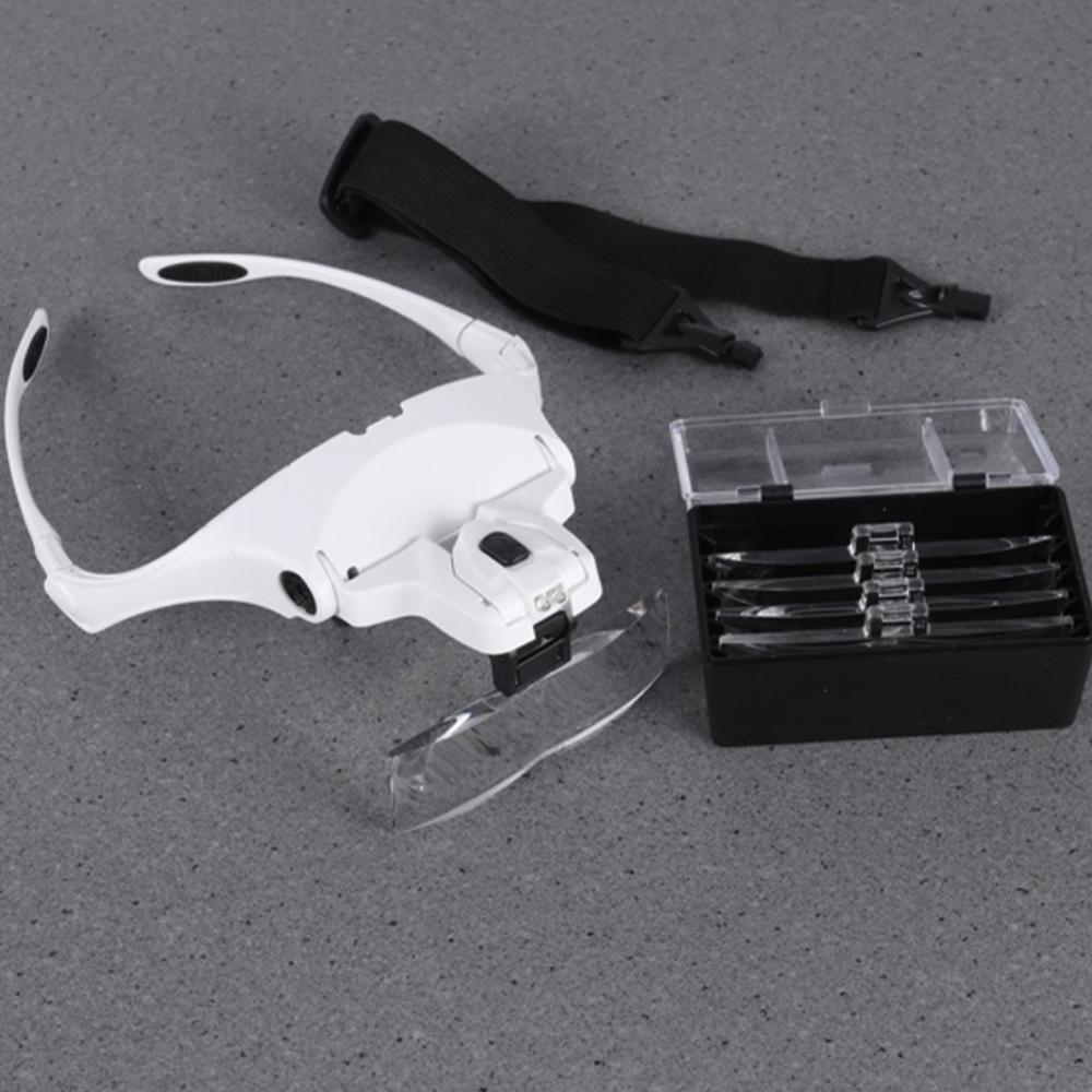 Eyelash Extension Glasses - 5-Linsen-verstellbare Lupe, Wimpernverlängerung, Lupen, LED-Licht, Lampe,