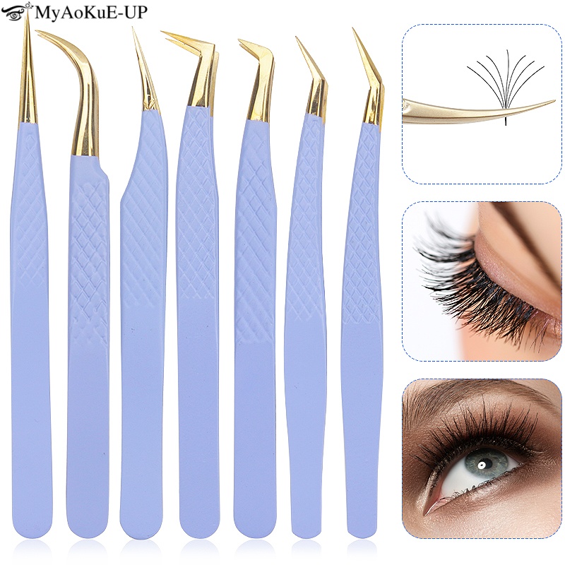Refill Eyelash Extension - Lila Edelstahl Wimpernverlängerung Pinzette Augenbraue Clip