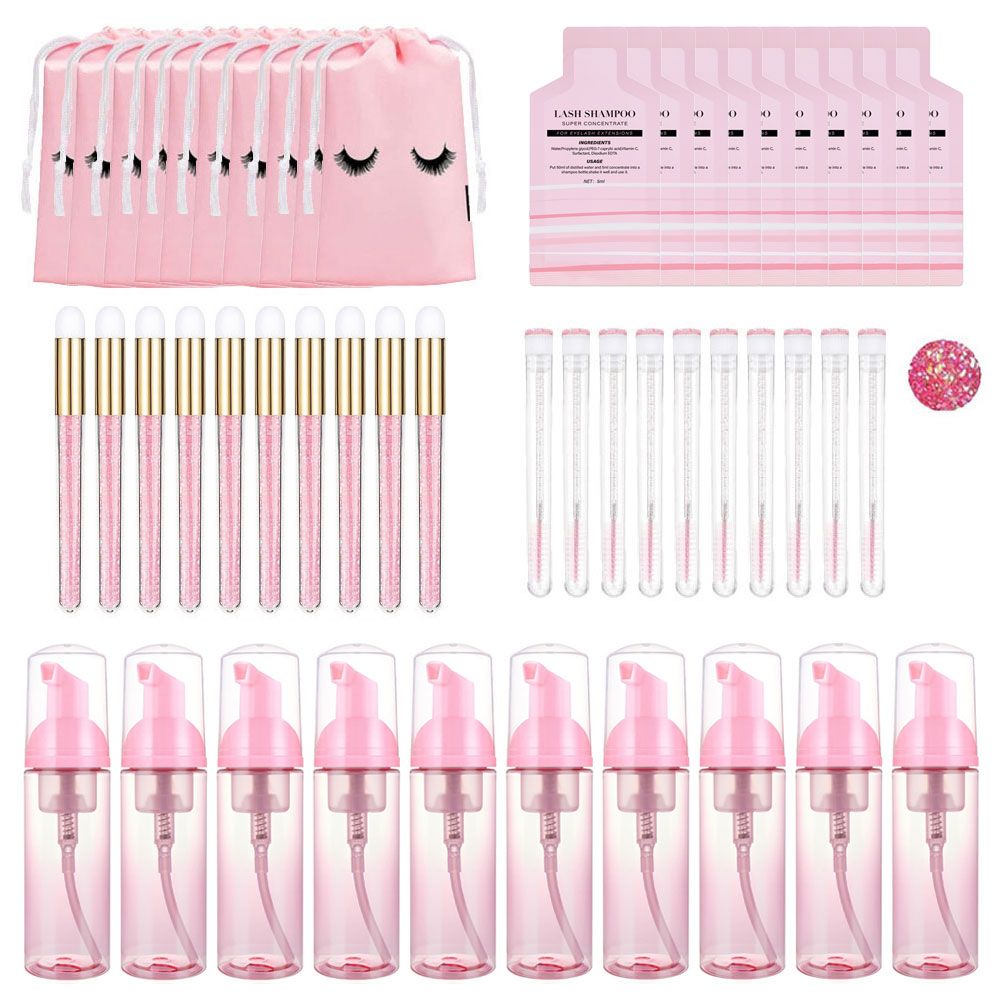 Refill Eyelash Extension - 60ml Nachfüllbare Auslaufsichere Leere Schaumpumpflaschen Wimpernverlängerungs-Shampoo-Set