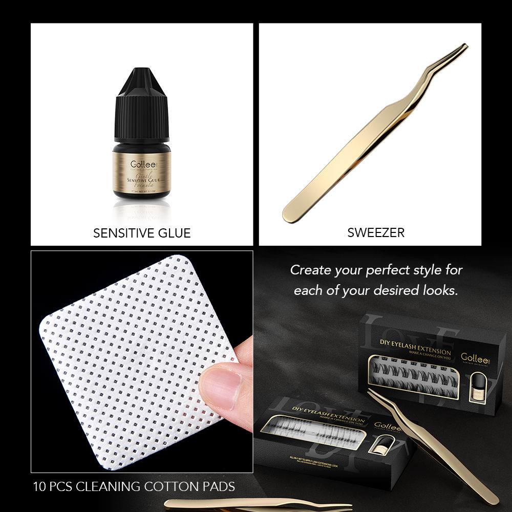 Eyelash Extension Open Eye - Gollee DIY Wimpernverlängerungs-Geschenkbox mit Wimpernkleber für