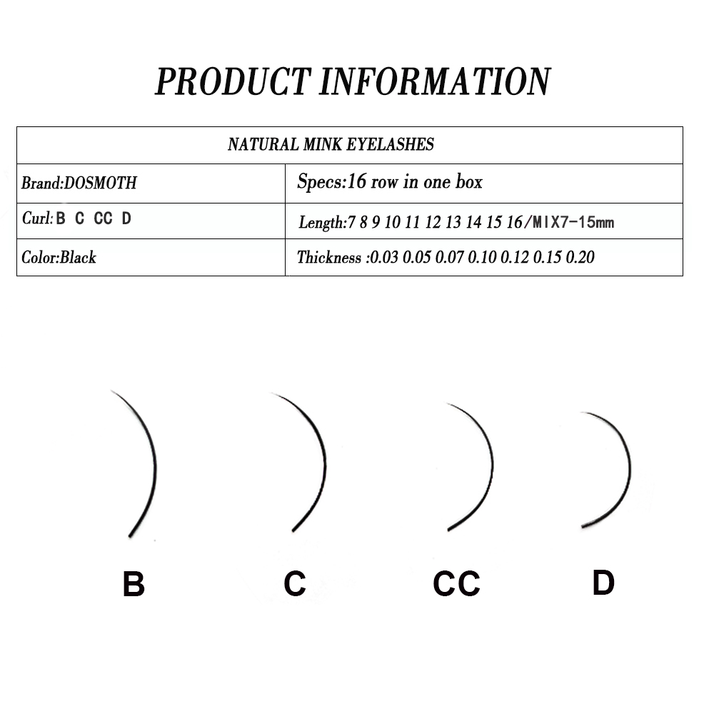 DOSMOTH 10 Boxen 16 Reihen 7–1 – Eyelash Extension For Asian Eyes Bewertung und Preis
